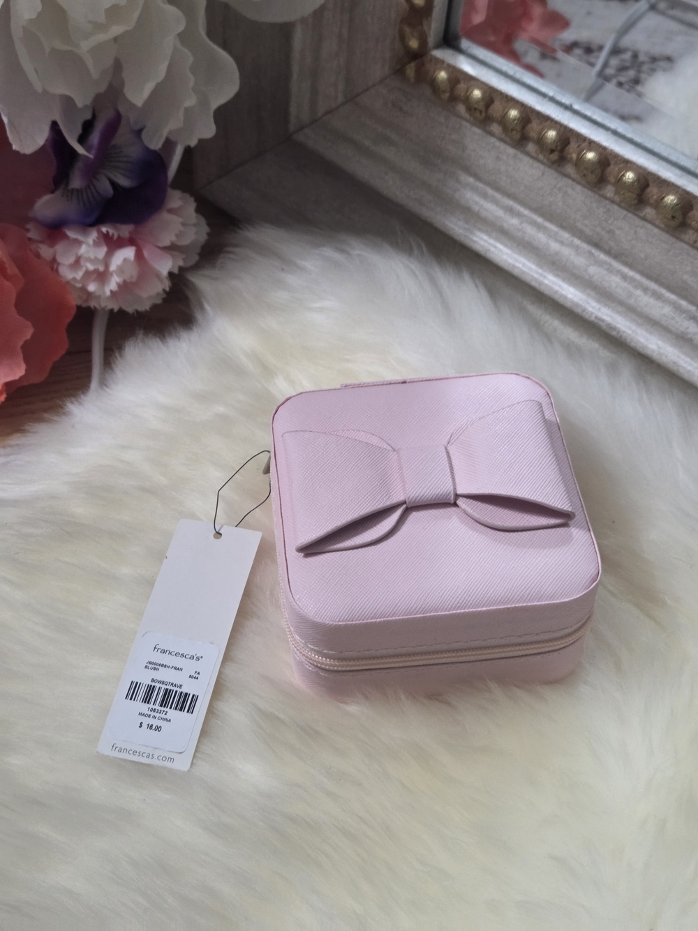 Francesca's Collections Light Pink Bow Jewelry Case